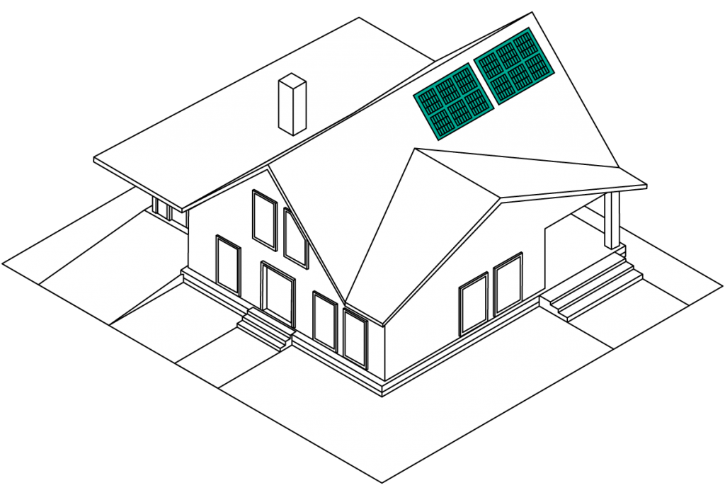 Dessin maison en 3D - Panneaux solaires