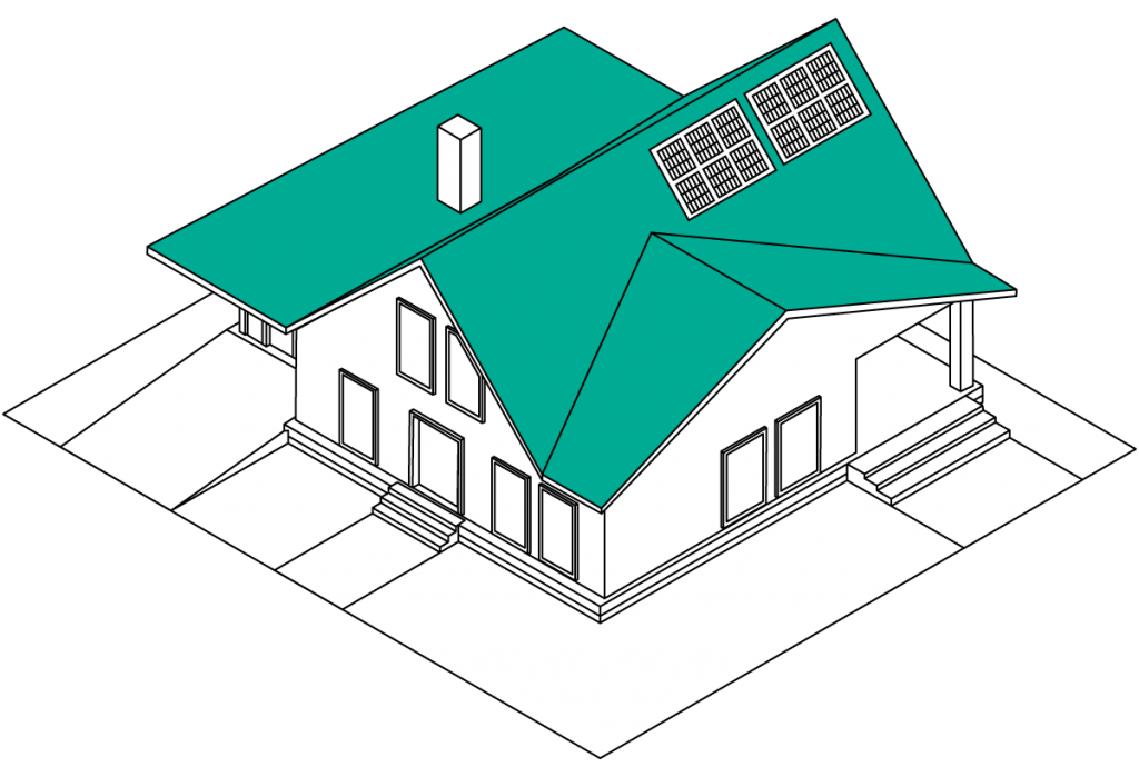 Dessin maison en 3D - Toiture